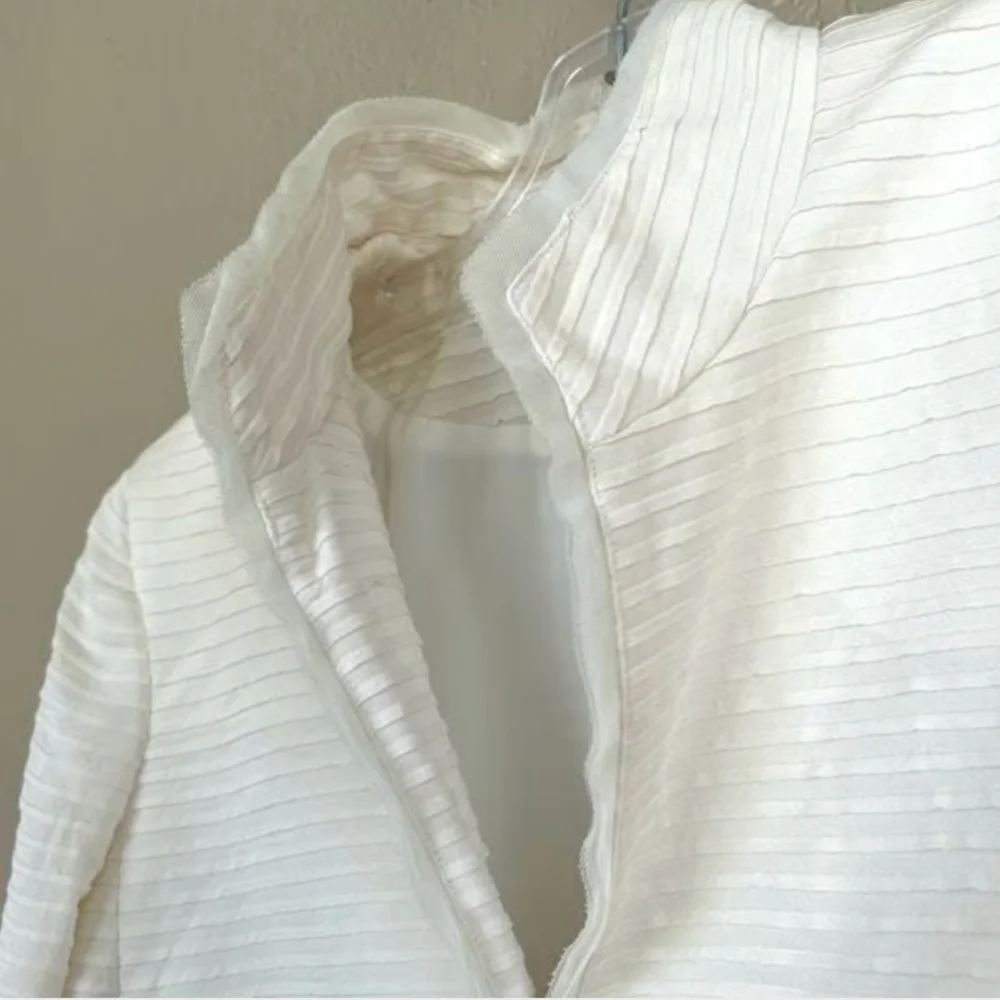 Jones New York Women's White Ivory Silk Lace Dress Jacket 4/S Long Sleeve EXC
